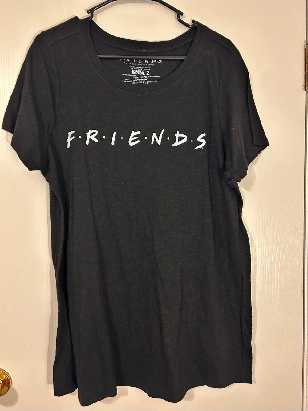 Ripple Junction Black FRIENDS Logo Tee with Colored Dots